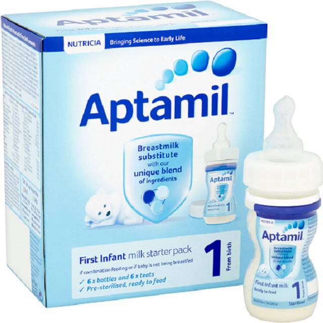 Aptamil 1 First Baby Milk Formula Starter Pack Ready to Use Liquid, from Birth, 6x70 ml