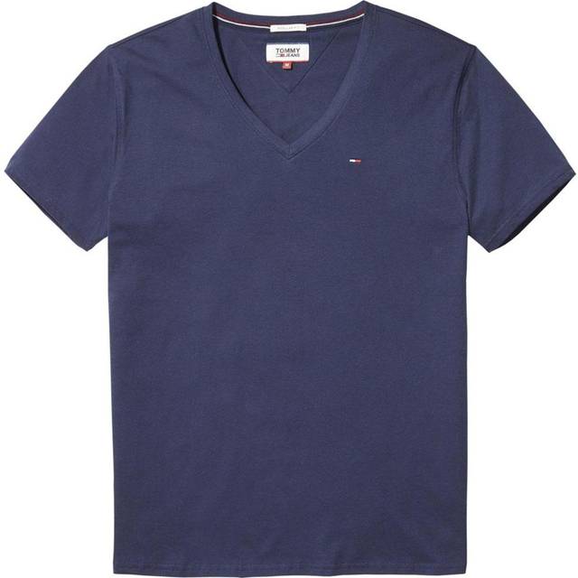 Tommy Jeans män kortärmade stickade toppar, Blå (svart iris), XS