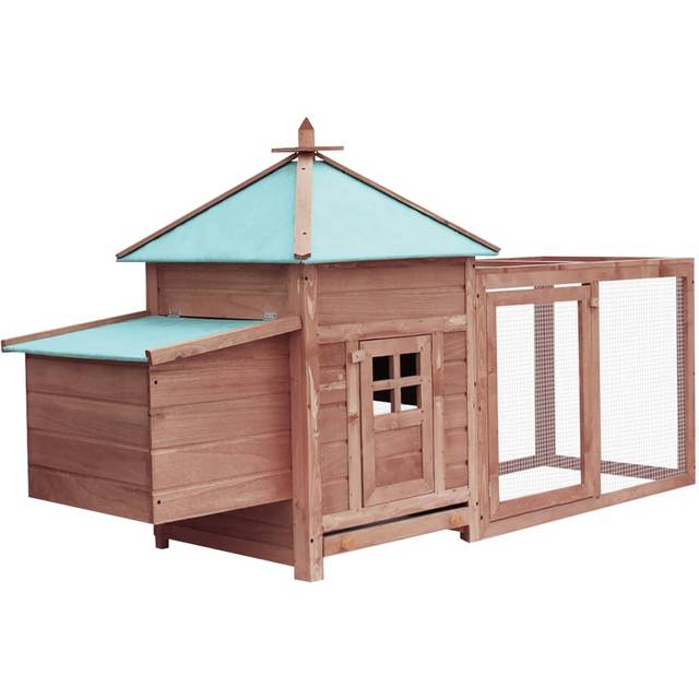 vidaXL Chicken Coop with Nest Box Mocha 190x72x102 cm Solid Firwood, Brown