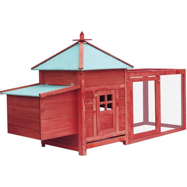 vidaXL Chicken Coop with Nest Box Red 190x72x102 cm Solid Firwood