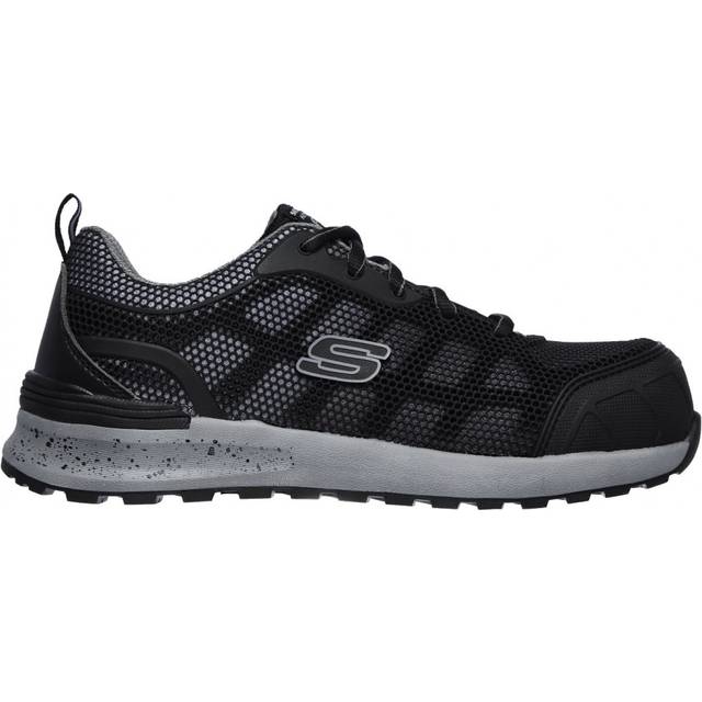 Skechers Dam Bulklin-Lyndale säkerhetssko, Svart textil syntetisk W grå trim, 39 EU