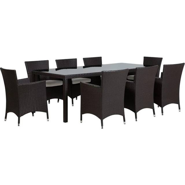 Beliani Garden Dining Set 8 Seater Italy With Cushions Pe Rattan Brown, Brown