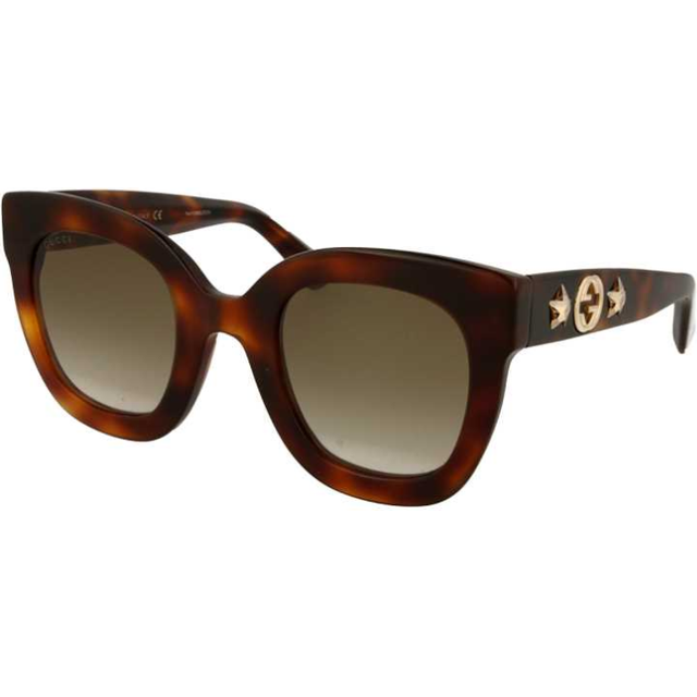 Gucci gg0208s womens multi-focus blue light glasses in tortoise havana gold 49mm
