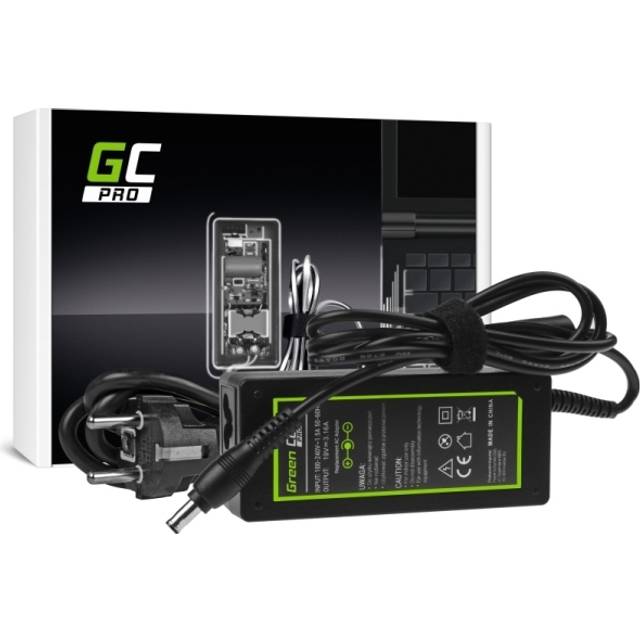 Green Cell Pro Laddare för Samsung R519 etc., 19V 3.16A 60W - Svart