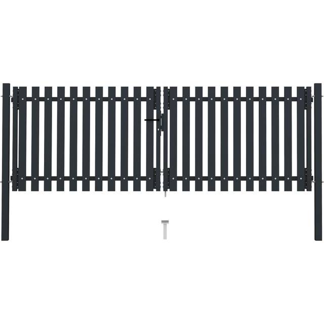 vidaXL Double Door Fence Gate Steel 306x250cm Anthracite Garden Barrier Border