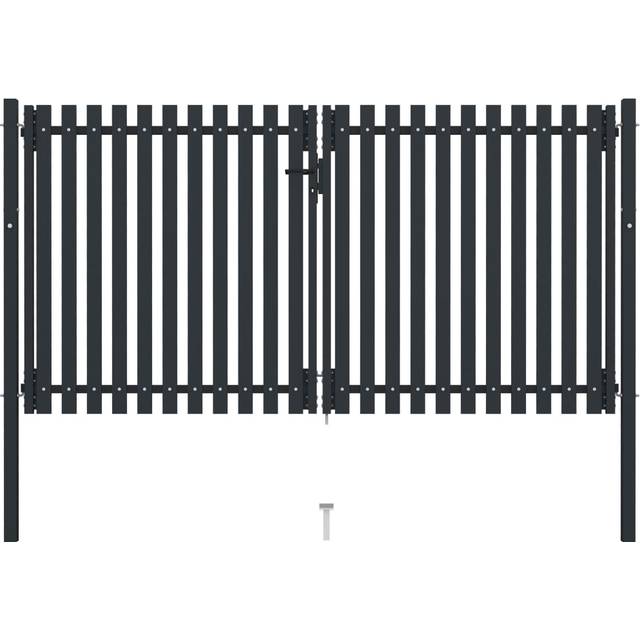 vidaXL Double Door Fence Gate Steel 306x220cm Anthracite Garden Barrier Border