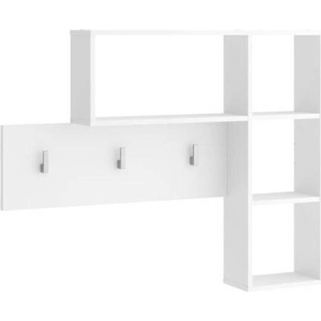 FMD Wall-mounted Coat Rack 4 Open Compartments White Wall Hanger Hat Hook