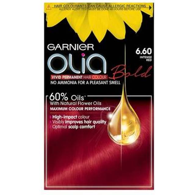 Garnier Olia permanent hårfärg, upp till 100% grått hårtäckning, ingen ammoniak, 6,60 intensiv röd