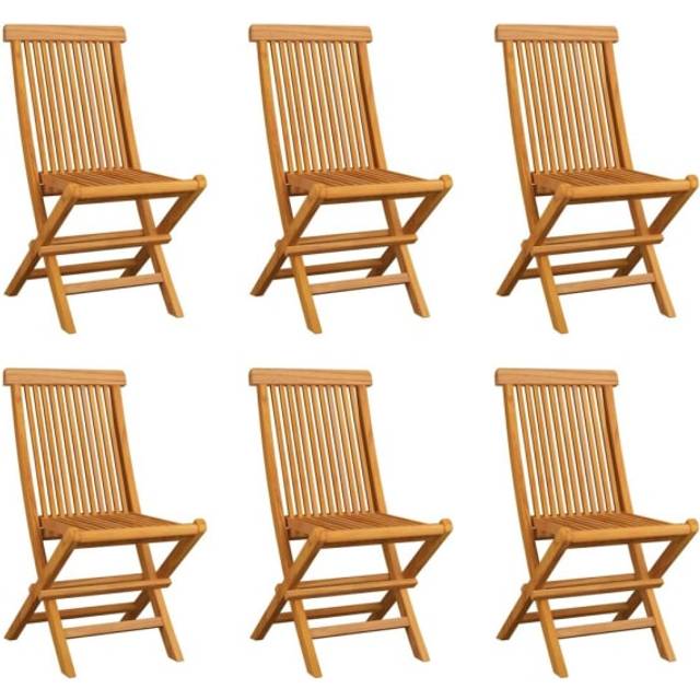 vidaXL Folding Garden Chairs 6 pcs Solid Teak Wood - Brown