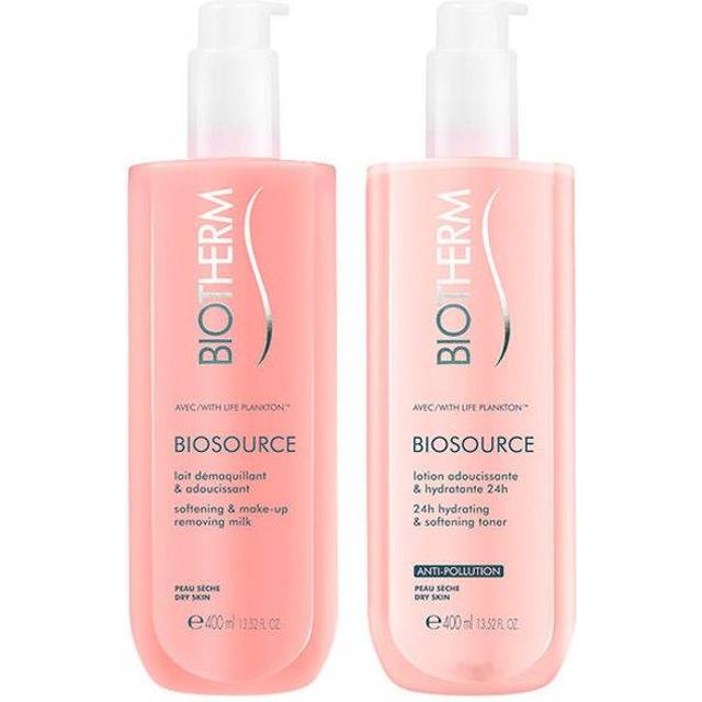 Biotherm Biosource Gift Set For Dry Skin 400ml Hydrating and Tonifying Toner + 400ml Make Up Removing Milk
