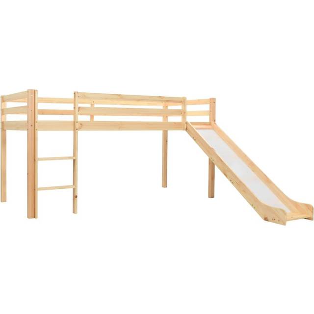 vidaXL Children's Loft Bed Frame with Slide & Ladder Pinewood 97x208 cm - Brown