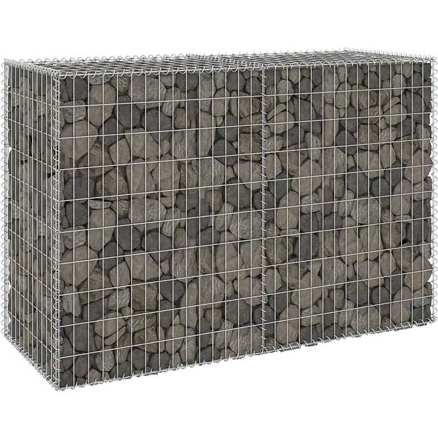 vidaXL Gabion Wall with Covers Galvanised Steel 150x60x100 cm - Silver