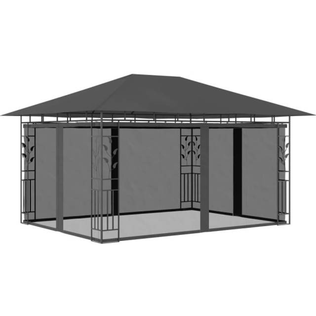 Paviljong med myggnät 4x3x2,73 m antracit 180 g/m²
