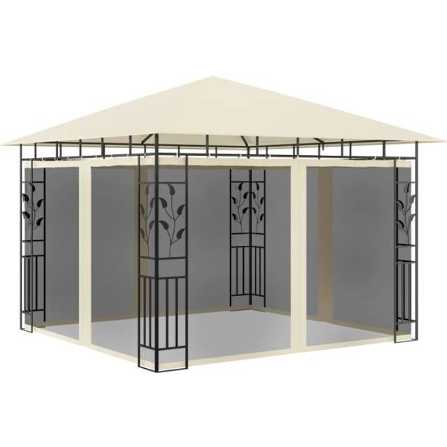 Paviljong med myggnät 3x3x2,73 m taupe 180 g/m²