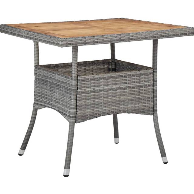 vidaXL Outdoor Dining Table Black Poly Rattan and Solid Acacia Wood