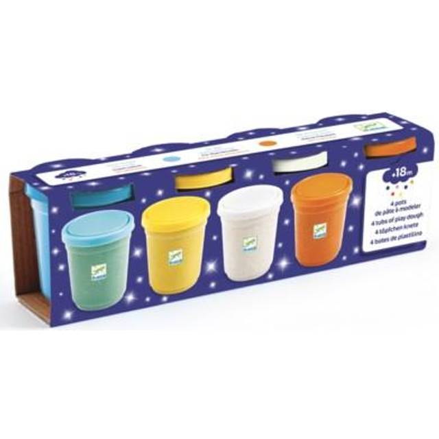 Djeco 4 Tubs of Modelling Play Dough - Glitter