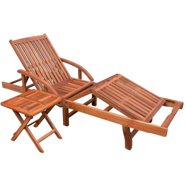 vidaXL Solsäng med bord massivt akaciaträ