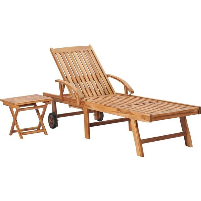 Solsäng med bord massiv teak