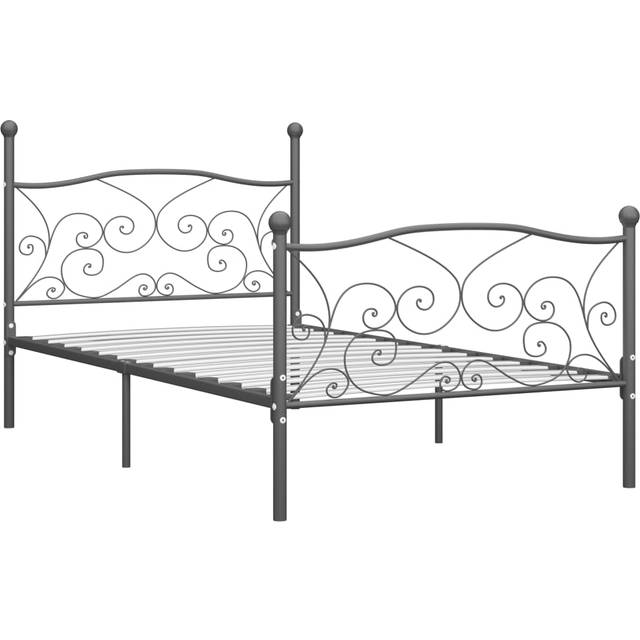 vidaXL Bed Frame without Mattress with Slatted Base Black Metal 90x200 cm