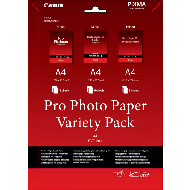 Canon PVP- 201 Pro Photo Paper Variety Pack A4 - 15 Sheets (OSFA)