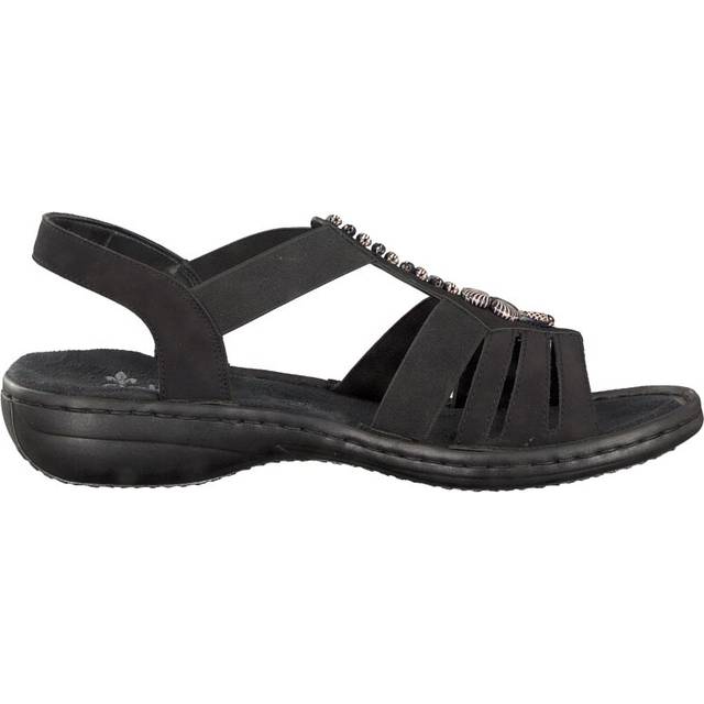 Rieker Damsandaler 60806, damtofflor, Svart 00, 38 EU smal
