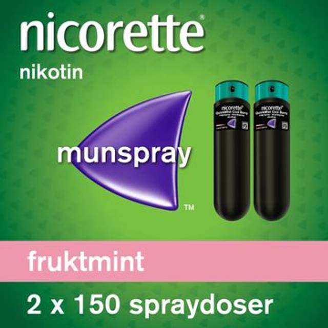 Nicorette Fruktmint, munhålespray, lösning 1 mg/spray, 2 X 150 doser
