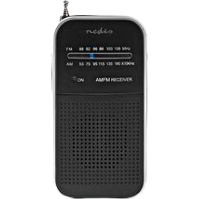 Nedis Bärbara FM/AM-radio, Analog ,1.5W, Hörlursutgång, Svart/Aluminium