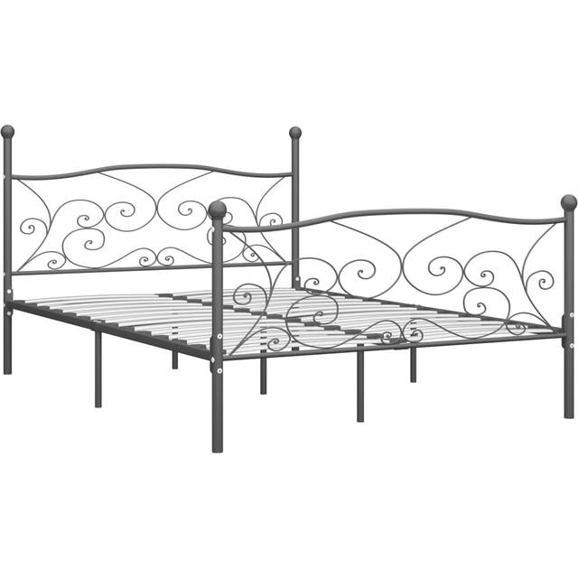 vidaXL Bed Frame without Mattress with Slatted Base White Metal 200x200 cm