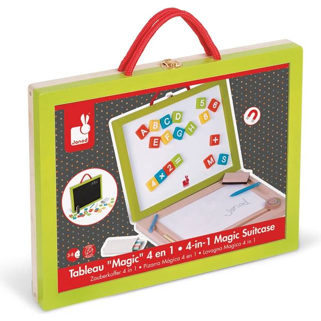 - Children's Wooden 4-In-1 Board - Multi-Activity Magic Slate - Accessories and 42 Magnets Included - Learning to Read and Write - from 3 Years Old,