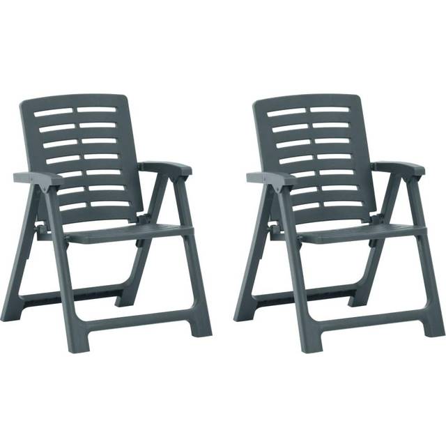 vidaXL Garden Chairs 2 pcs Plastic Green
