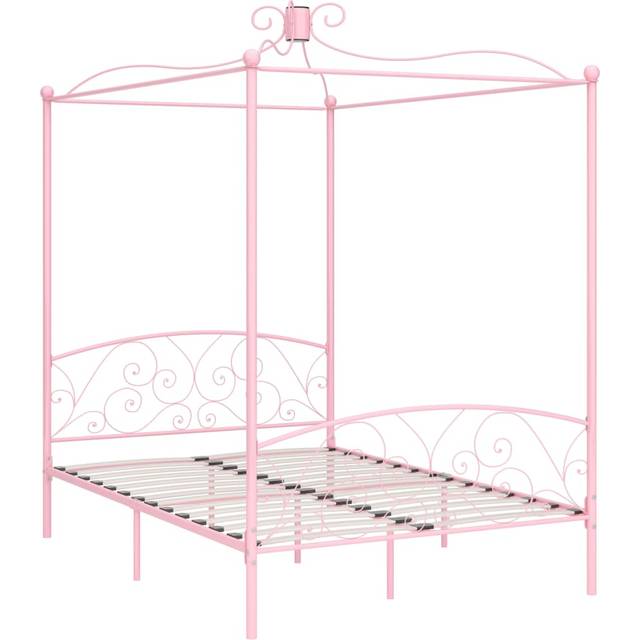 vidaXL 284483 Canopy Bed Frame without Mattress Grey Metal 140x200 cm