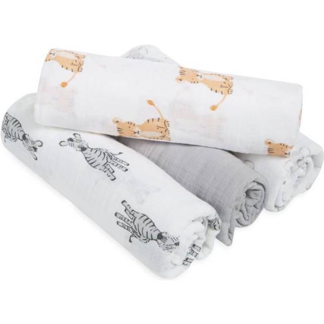 Aden + Anais Aden & Anais Grey Light Essentials Muslin 100% Cotton Blankets 4 Pack