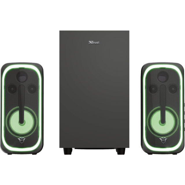 Trust Gaming GXT 635 Rumax 2.1 Bluetooth-PC-högtalare med subwoofer, 80 W (40 W RMS), datorlådor, trådlösa, högtalare med RGB, fjärrkontroll, 2.1 ljudsystem för PC, bärbar dator, Xbox, PS4, PS5