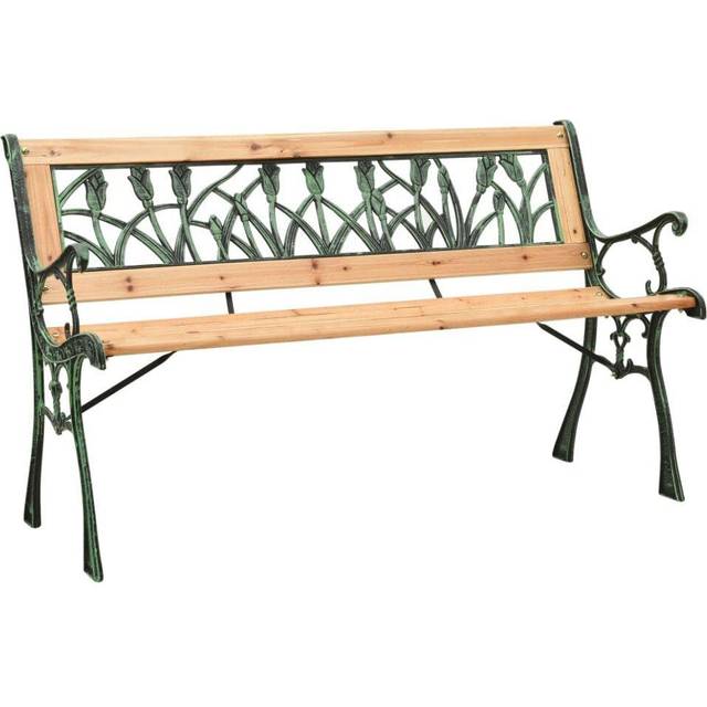 vidaXL Trädgårdsbänk 122 cm gjutjärn och massivt granträ