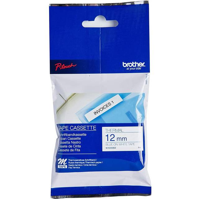 Brother MK233BZ Blue on White 8M x 12mm Plastic Tape