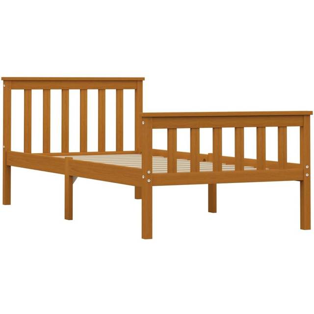 vidaXL Bed Frame without Mattress Natural Solid Pinewood 100x200 cm - Brown