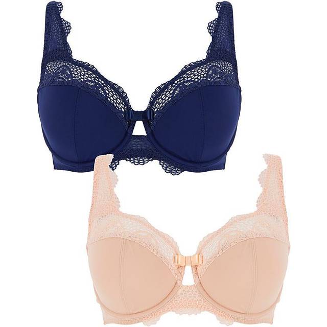 2 Pack Lottie Lace Navy/Blush Bras - 36D