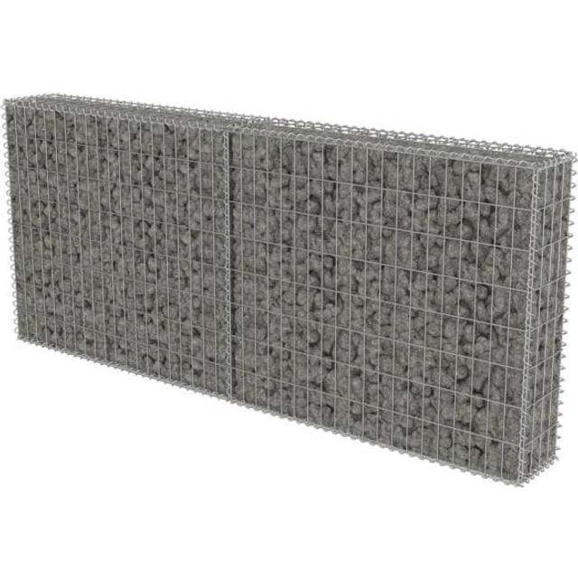 vidaXL Gabion Wall with Covers Galvanised Steel 200x20x85 cm - Silver