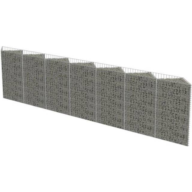vidaXL Gabion Wall Galvanised Steel 450x30x100 cm - Silver