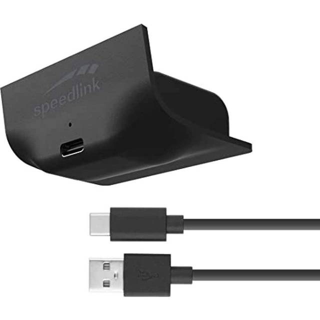 Speedlink PULSE X Play & Charge Kit – Xbox Controller-batteri med fäste för Xbox Series X/S-styrenhet, 1 000 mAh för extra 8 timmars speltid, 3 meter kabel, svart