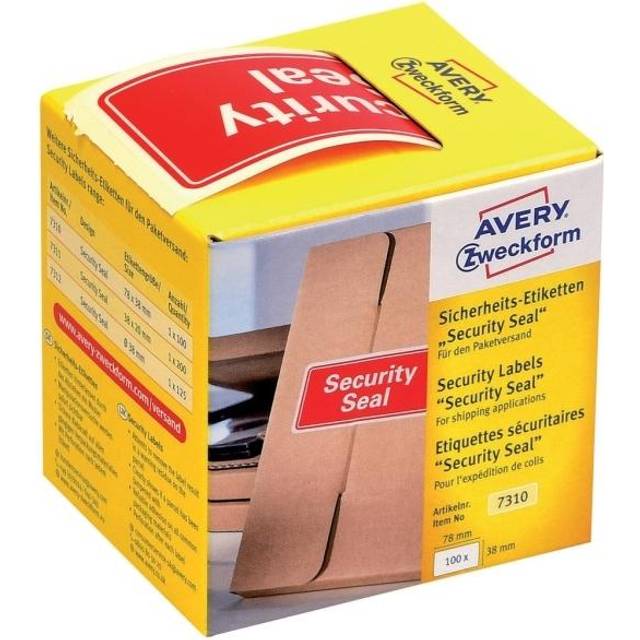 Avery Zweckform 7310A Security Seal-etikett, Röd, 100 stycken