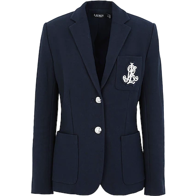 Lauren Ralph Lauren Patch Jacquard Blazer Woman Blazer Midnight blue Size L Cotton, Elastane - Blue