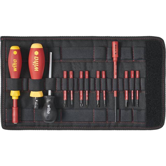Wiha Juego de destornilladores dinamométricos TorqueVario®-S electric 0,8-5,0 Nm en surtido, de 14 unid., con limitación del par de apriete de ajuste variable, incl. bolsa plegable (40674)
