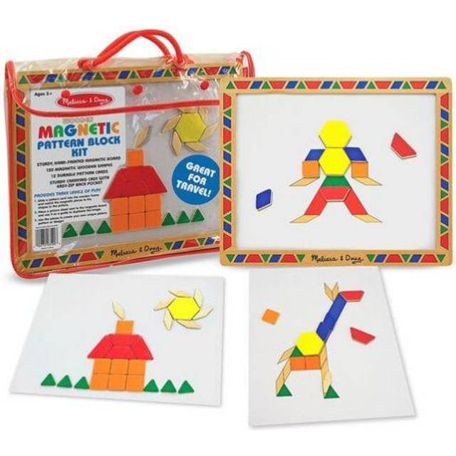 Melissa & Doug Magnetic Pattern Blocks Set (Developmental Toys, Sturdy Wooden Play Board, Carrying Case, 120 Pieces)