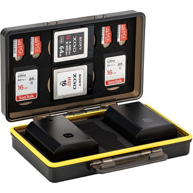 Battery + sd micro sd xqd memory card case holder box fr canon nikon sony camera