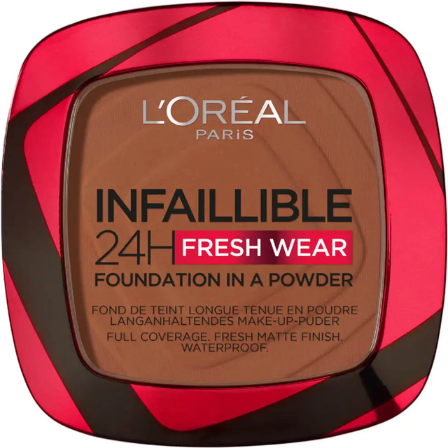 L'Oreal Paris Infallible 24H Fresh Wear Foundation in a Powder Shade 375 Deep Amber