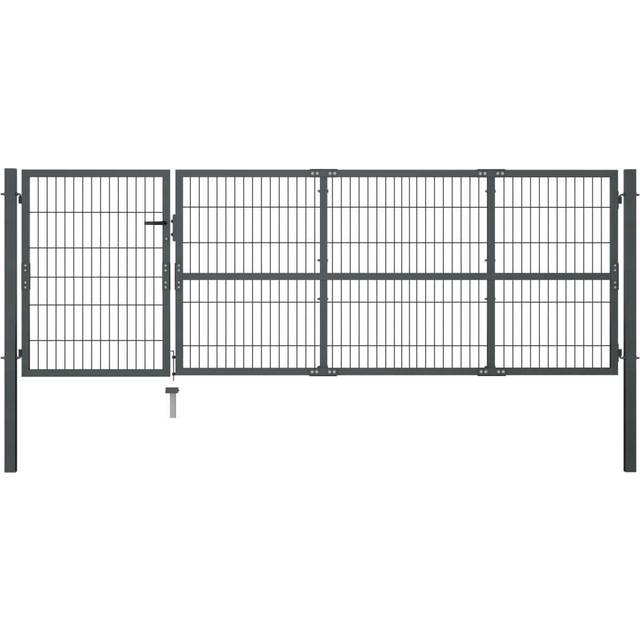 Garden Gate with Posts Steel 350x100 cm Anthracite