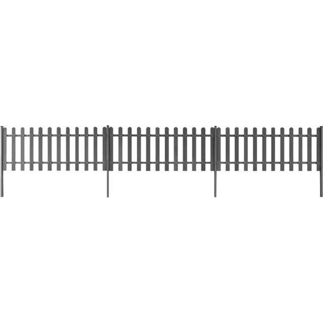 vidaXL Picket Fence with Posts 3 pcs WPC 600x60 cm - Grey