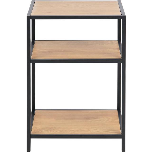 Florence Seaford 2 Shelf Oak and Black Metal Bedside Table - Furniture To Go