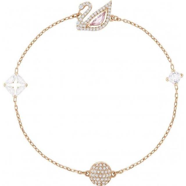 Dazzling Swan bracelet, Magnetic closure, Swan, Pink, Rose gold-tone plated
